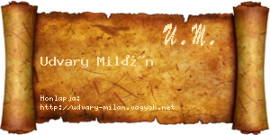 Udvary Milán névjegykártya