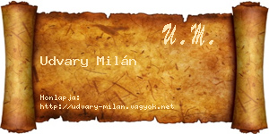 Udvary Milán névjegykártya